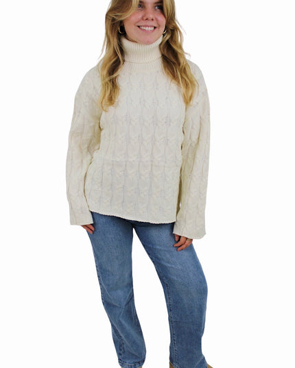 CHLOE CABLE COL KNIT | VANILLA