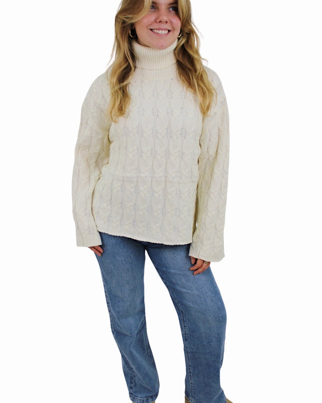 CHLOE CABLE COL KNIT | VANILLA