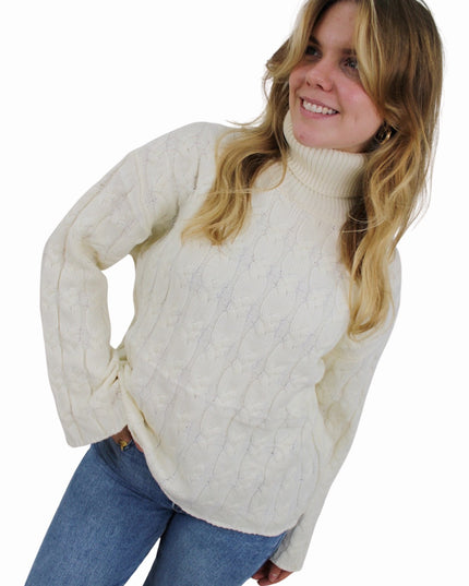 CHLOE CABLE COL KNIT | VANILLA