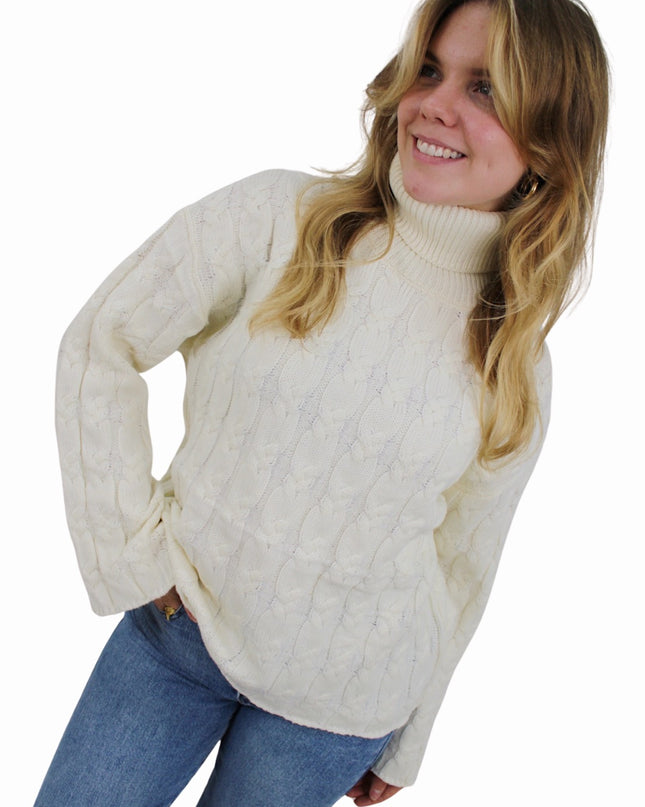 CHLOE CABLE COL KNIT | VANILLA
