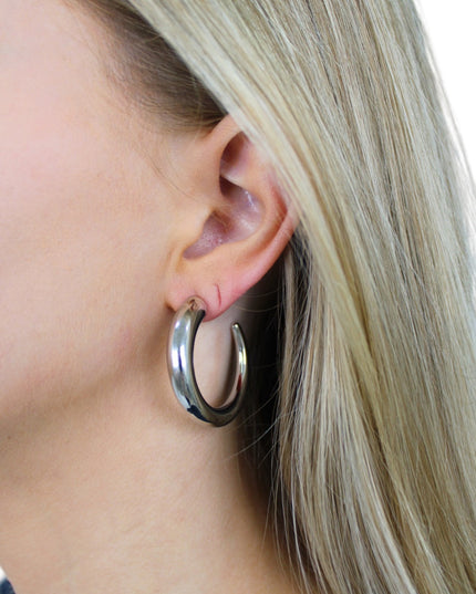 THIN MEDIUM HOOPS | ZILVER