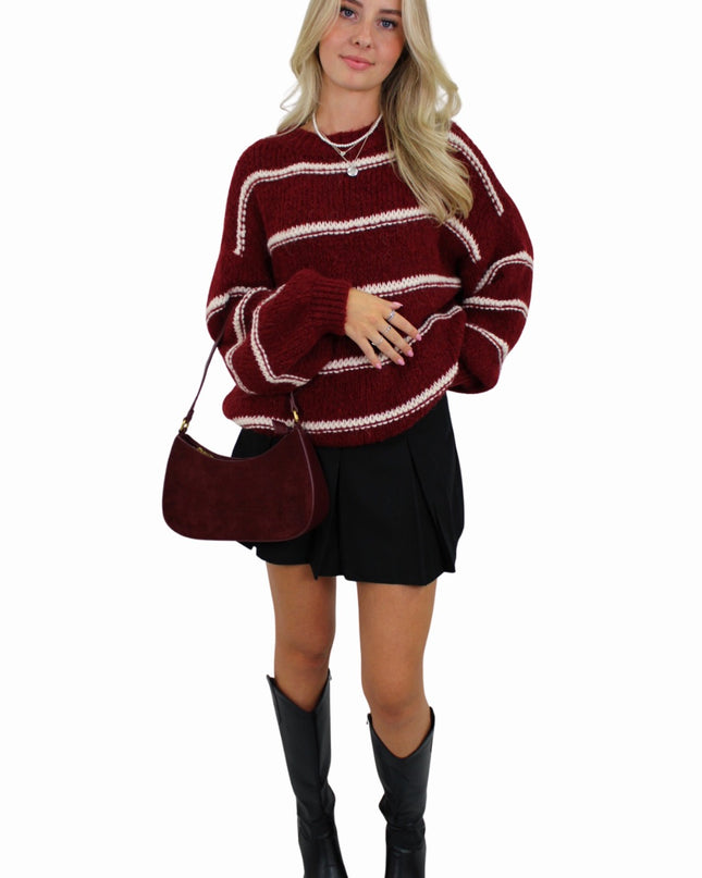 STRIPED COMFY KNIT | BORDEAUX
