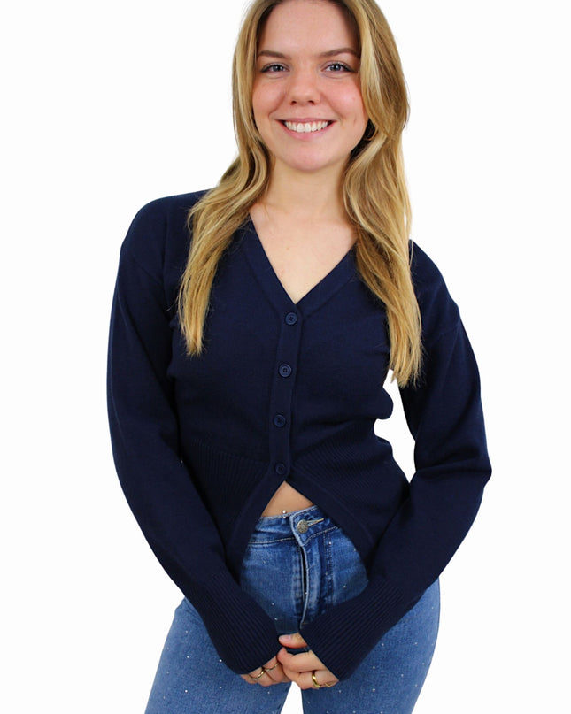 SOFT SPLIT CARDIGAN | NAVY