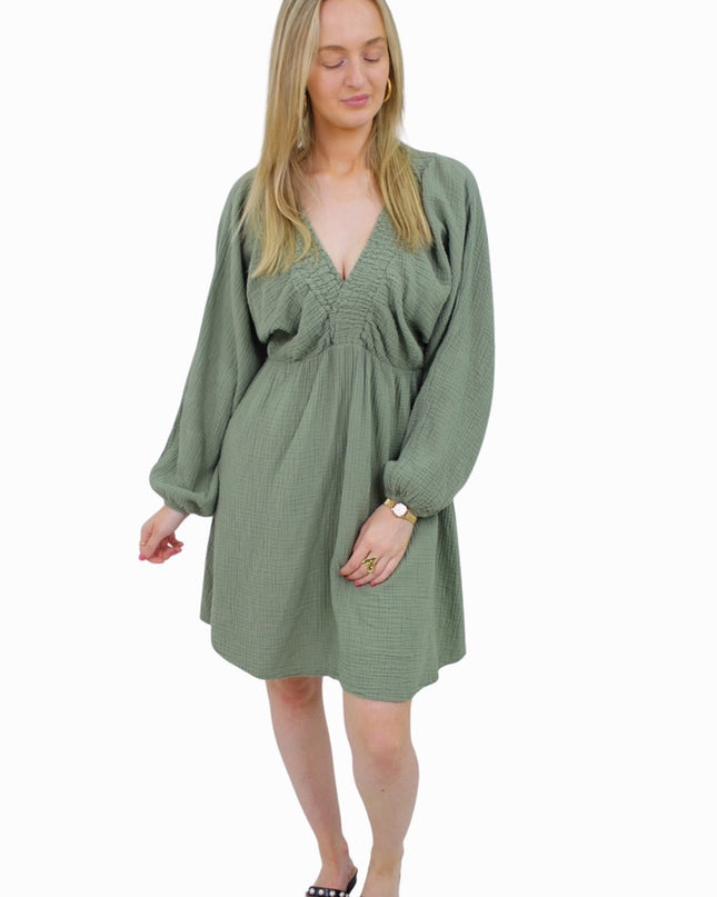 COTTON DRESS BASIC | ARMY