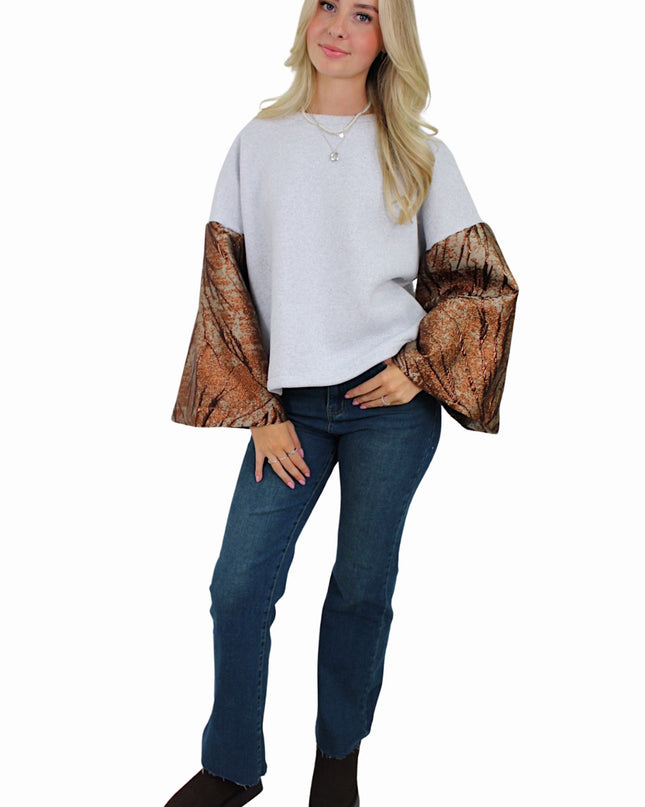 FLOWER FLAIR KNIT | GREY/BROWN