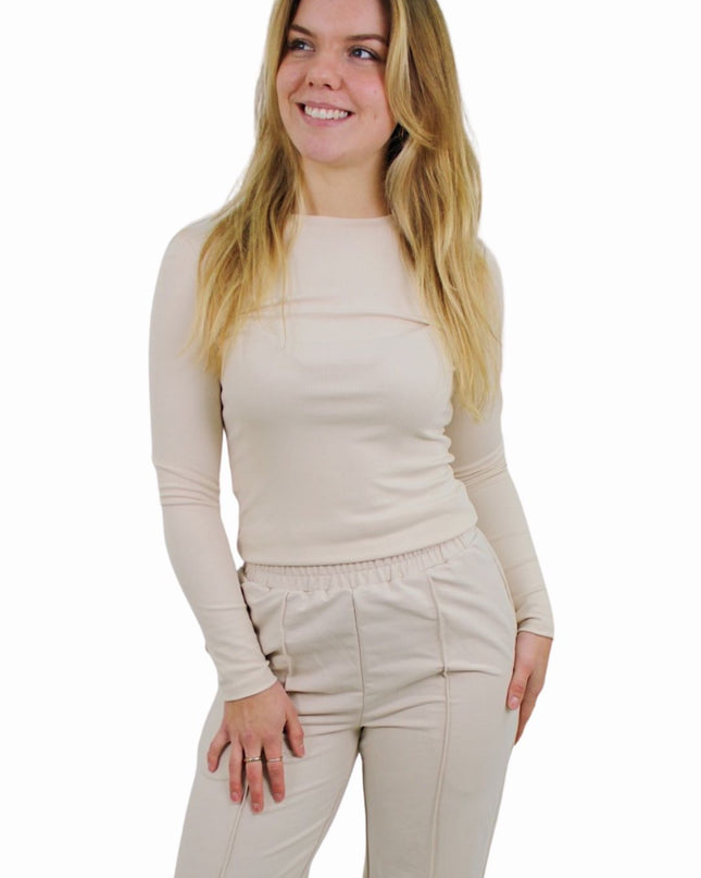 BY SWAN BASIC LONG SLEEVE TOP | BEIGE