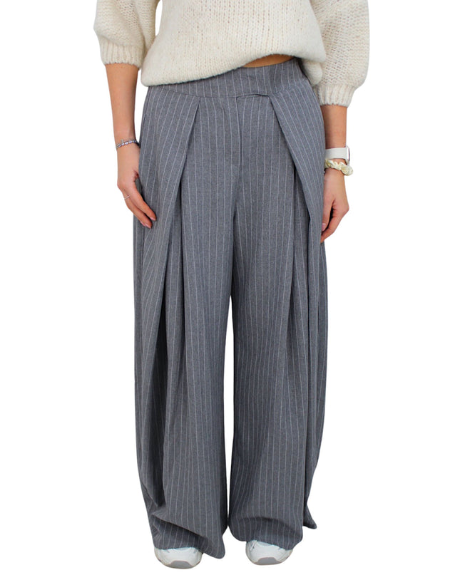 LIVIA STRIPED WIDE LEG PANTALON | GREY