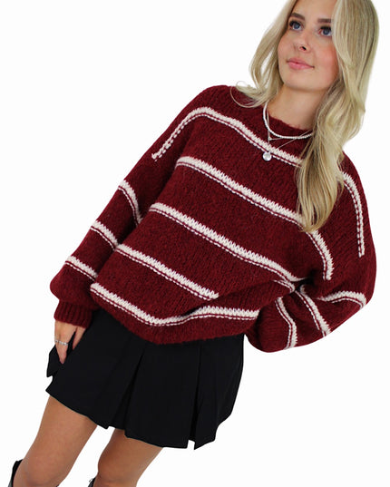 STRIPED COMFY KNIT | BORDEAUX
