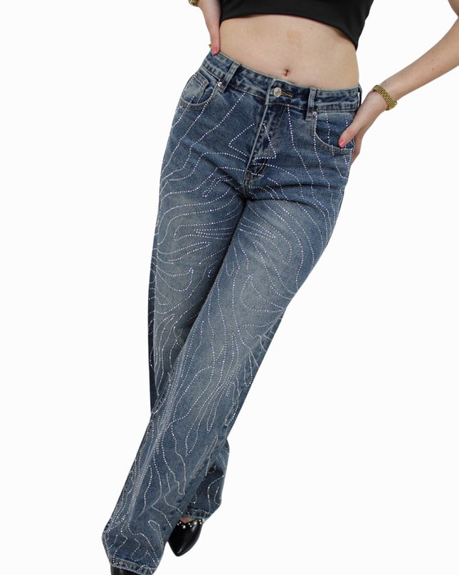 ICON GLITTER JEANS T706 | DARK BLUE