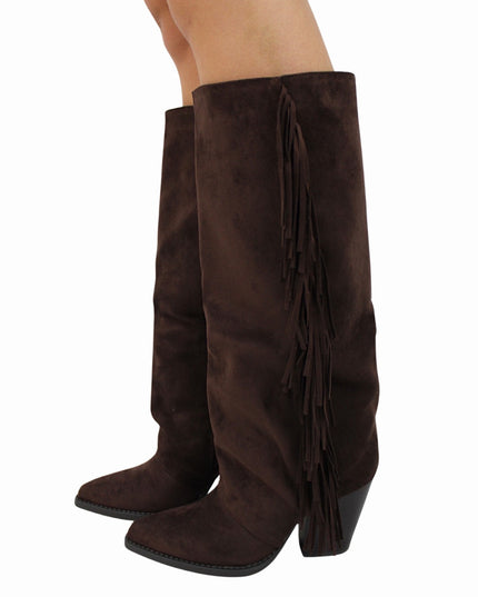 SUEDE FRANJE COWBOYBOOTS | BROWN