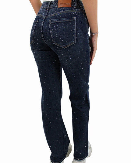 ICONIC GLITTER WIDE LEG JEANS | DARK BLUE