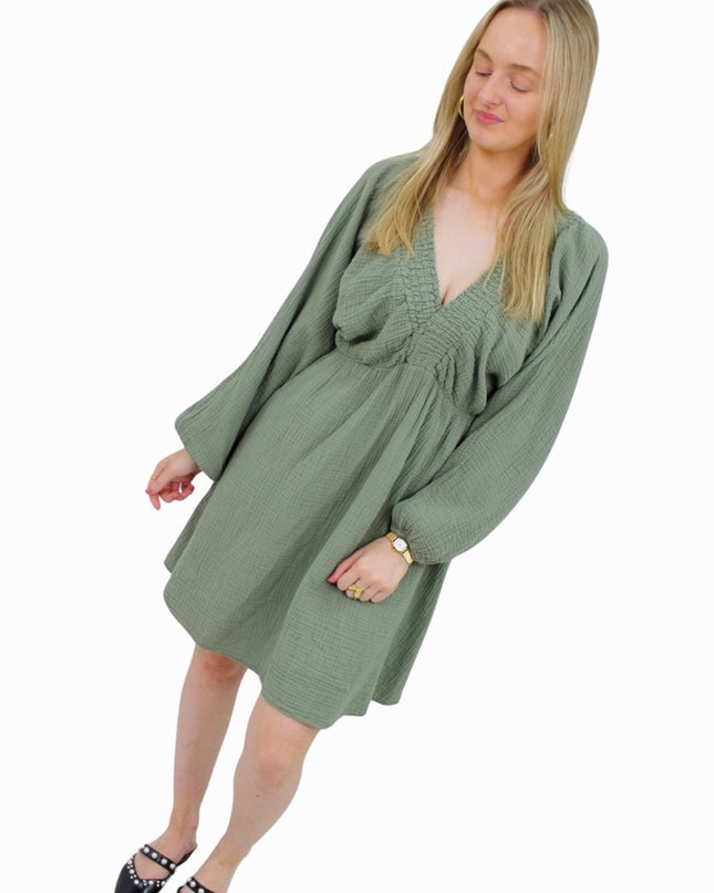COTTON DRESS BASIC | ARMY