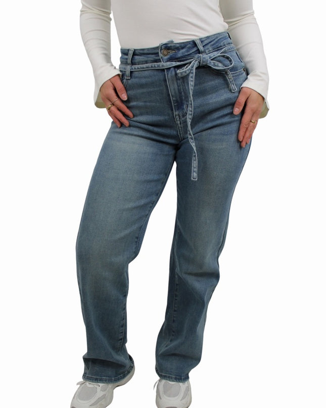 LAULIA BELT STRAIGHT LEG JEANS | VINTED BLUE