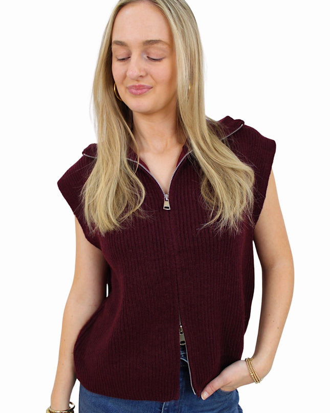 BASIC ZIP TOP | BORDEAUX