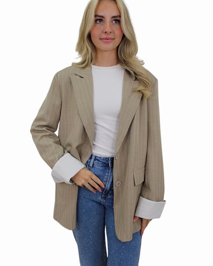 KAYLEY OVERSIZED STRIPED BLAZER | BEIGE