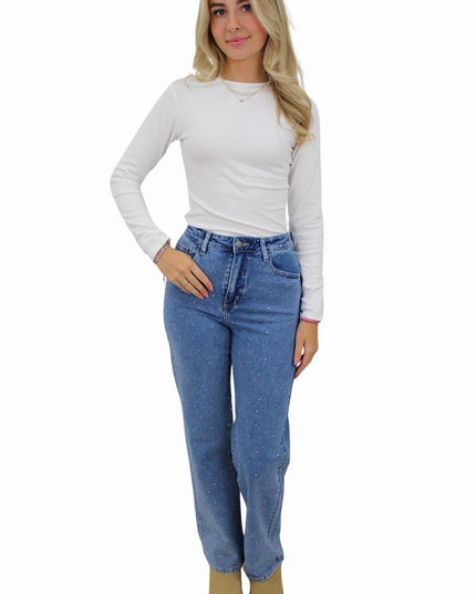 REDIAL GLITTER STRAIGHT LEG JEANS RD9100-1 | BLUE