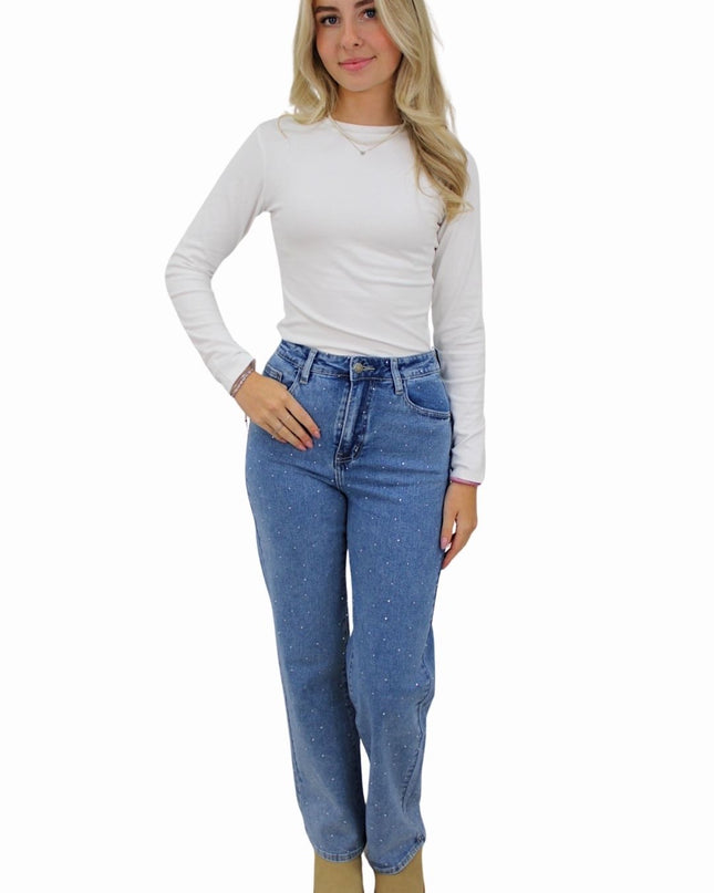 REDIAL GLITTER STRAIGHT LEG JEANS RD9100-1 | BLUE