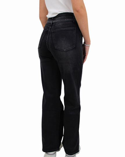 LAULIA BELT WIDE LEG JEANS | BLACK