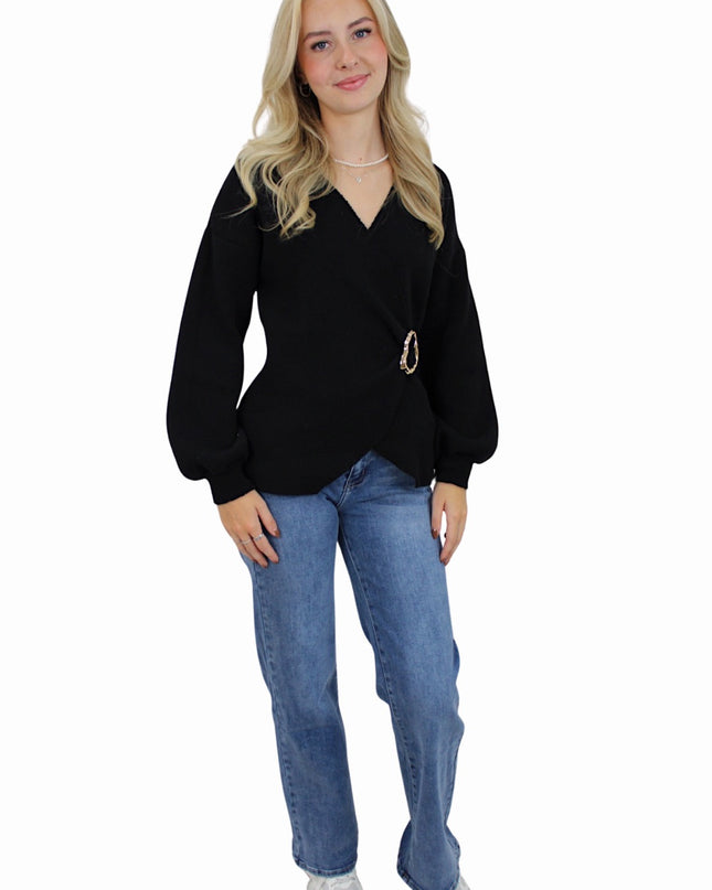 CLASSY FALL TOP | BLACK