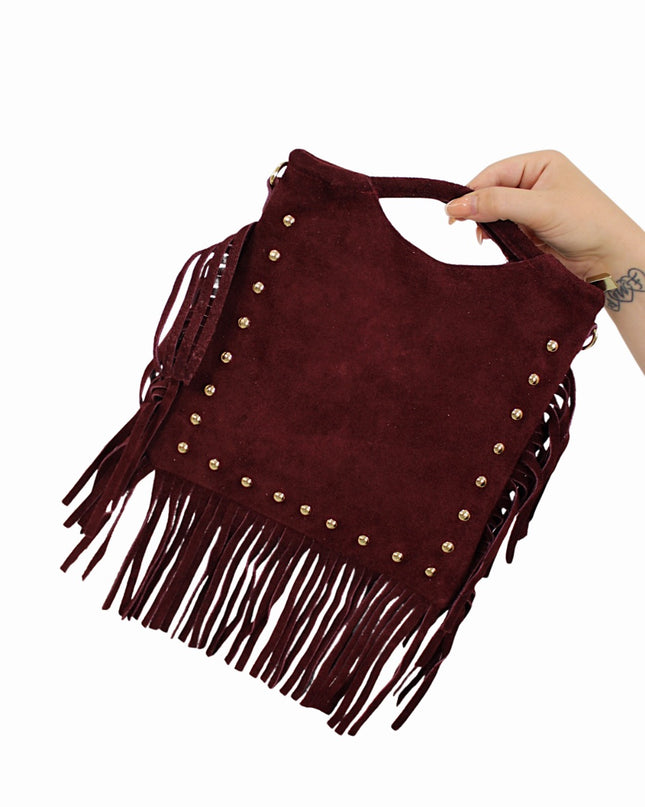 YUNA LEATHER SUEDE BAG | BORDEAUX