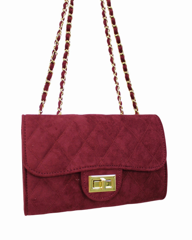 SUEDE LOOK A LIKE BAG | BORDEAUX