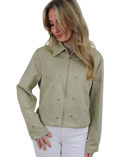 SUEDE STUDS JACKET | GREEN