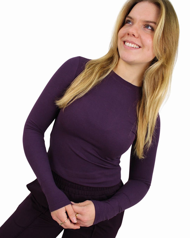 BY SWAN BASIC LONG SLEEVE TOP | AUBERGINE
