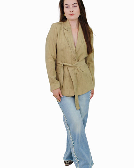 CLASSY BELT BLAZER | BROWN