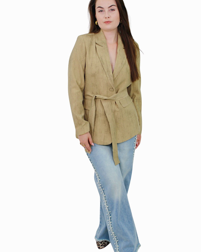 CLASSY BELT BLAZER | BROWN