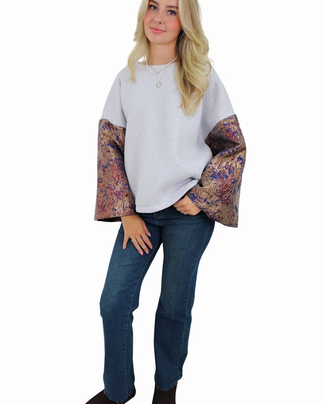 FLOWER FLAIR KNIT | GREY/PURPLE