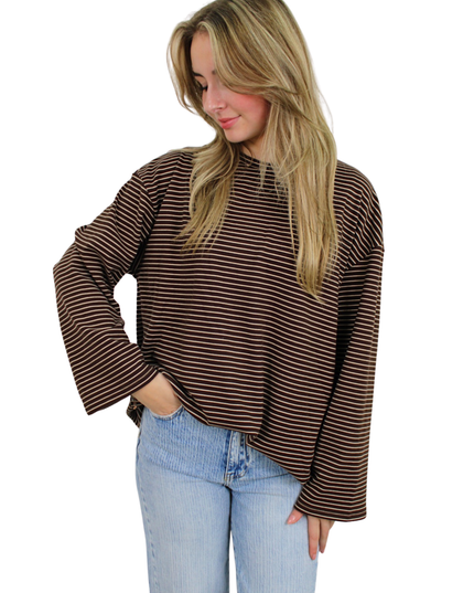 FLAIR STRIPED T-SHIRT | BROWN