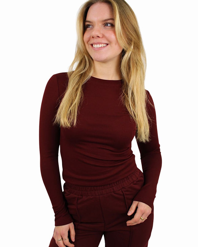 BY SWAN BASIC LONG SLEEVE TOP | BORDEAUX