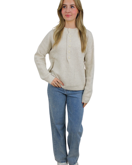 SADIE BASIC BUTTON KNIT | BEIGE