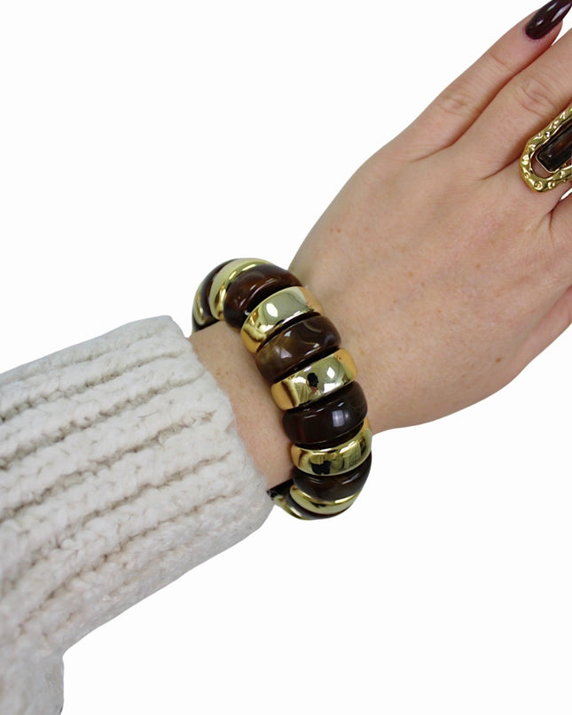 ELASTIC STONE BRACELET | OVAL BROWN