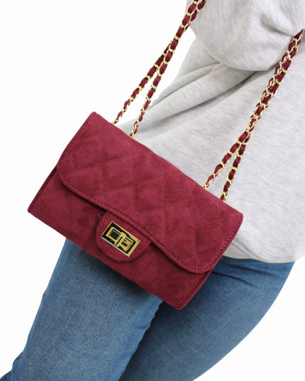 SUEDE LOOK A LIKE BAG | BORDEAUX