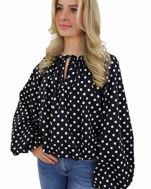 ABBY POLKA DOTS BLOUSE | BLACK