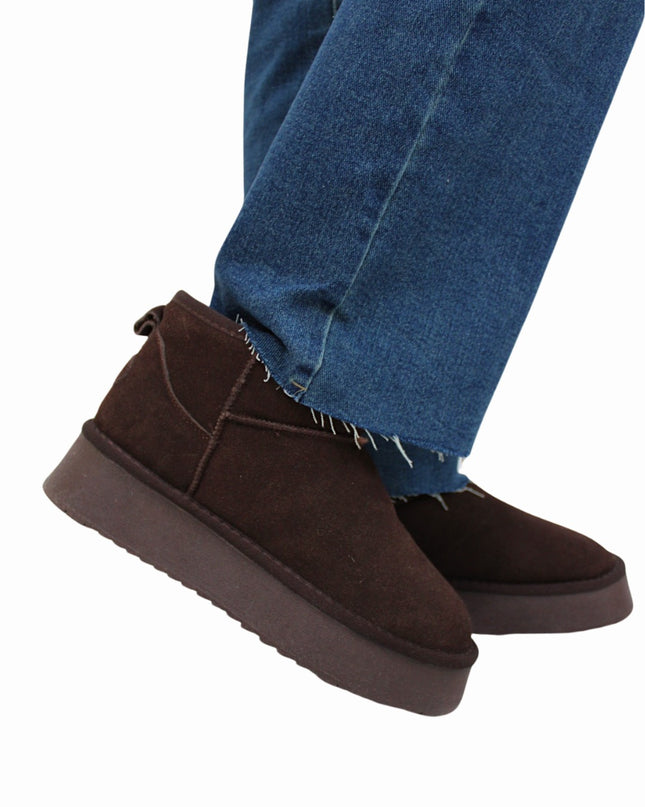 LEATHER COSY BOOTS | BROWN