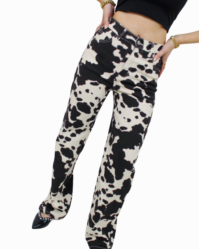 COW WIDE LEG JEANS - H960 | BROWN/WHITE