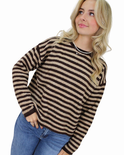 AMAYA SOFT STRIPED KNIT | CAMEL/BROWN