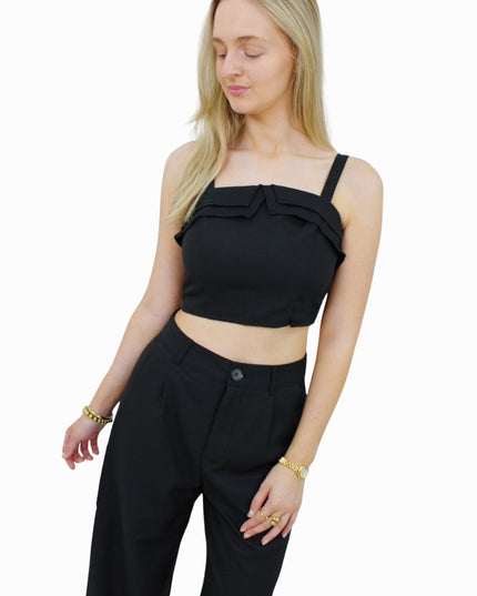 CHLOE LINNEN 2-PIECE SET | ZWART